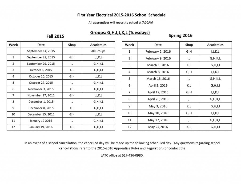 First Year Electrical G,H,I,J,K,L - Boston JATCBoston JATC